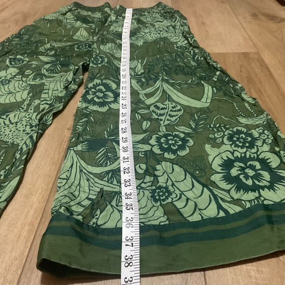 Farm Rio x Anthropologie Black and Green Print Wide-Leg Cut Pants Size Small - Picture 10 of 16